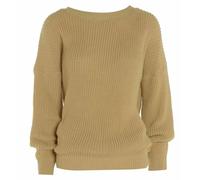 AFR® Women’s Crew Neck Knitted Fishnet Baggy Oversized Jumper, Ladies Winter Warm Long Sleeve Pullover Loose Sweater Top (Camel, S-M)
