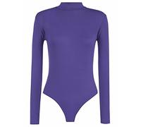 AFR® Women’s Plain Long Sleeve Turtle Neck Stretchy Leotard, Ladies Shapewear Body Suit Ballet Dance Bodysuit Gymnastic Top (Purple, 20-22)