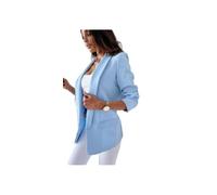 AFR® Women's Ruched Sleeve Fully Lined Blazer, Ladies 3/4 Sleeve Plain Collared Formal Office Work Coat with Front Pockets Plus Size UK S-XXL