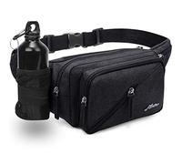 Afreter Fanny Pack Waterproof Waist Bag Pack Men Women Hip Bum Bag with Water Bottle Holder Adjustable Strap Suitable for Outdoors Workout Traveling Hiking Cycling Dog Walking Pouch Bag, Black,
