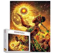Africa Black Woman 1000 Piece Jigsaw Puzzles for Adults Afro Girl Painting Jigsaw Puzzle African Queen 1000 Pieces Puzzles Game Gloden Full Moon Wall Decor DIY Craft Puzzle Art Gift(Colorful)