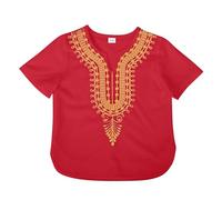 Africa Classic Children's Dashiki Casual Loose Shirt Boys Girls Mountain Bike T Shirts, red, 4-5 Years