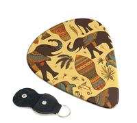 Africa Elephant Guitar Picks 6 Pcs, 0.96mm Thickness Celluloid Plectrum with Leather Picks Holder, Personalized Guitar Pick for Bass Electric Acoustic Guitars Lovers Gift