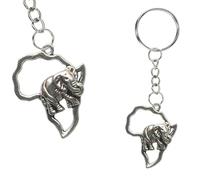Africa Elephant Keyring Safari Keychain Gift Animal African Wildlife Continent South Nature Accessory Silver Nigeria Map Travel