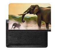Africa Elephant Passport Holder with 3 Card Slots, Portable PU Leather Travel Wallet, Slim Protective Cover for Passport, ID, Credit Cards