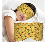 Africa Elephant Print Eye Blindfold Reversible Wide Strap Light Blocking Night Mask