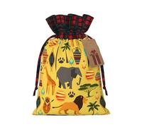 Africa Elephant Print Personalized Christmas Drawstring Gift Bags,Packaging And Storage Bags,Snack Bags