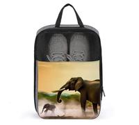 Africa Elephant Shoe Bag Travel Shoe Organizer Water-Resistant Shoe Pouch with Zipper Sneaker Dust Bag, gray, One Size, Modern
