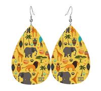 Africa Elephant Women'S Drop-Shaped Leather Earrings Are Suitable For Parties, Holiday Parties And Gifts.