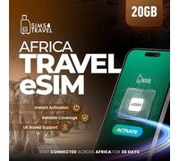 Africa eSIM Data Plan | 3GB / 20GB / 50GB | 20+ Countries | Instant Activation | 30 Days (20GB)