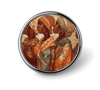 Africa Ethnic Pottery Badge Holder Personalized Metal Button Pin Fashion Round Badge with Pattern Pin DIY Button Badges Exquisite Brooch Crafts Gift Clothes Decorative Pins