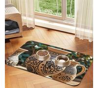 Africa Ethnic Pottery Dog Food Mats for Floors, 16x24 Inch Non-Slip Super Absorbent Pet Food Mat, Dishwasher Dog Mat for Food and Water, Cute Rubber Quick Dry Pet Feeding Mat for Dogs Puppy Cats
