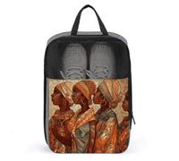 Africa Ethnic Pottery Shoe Bags Foldable Breathable Portable Shoe Puches Organizer Stylish Expandable Packing Travel Shoes Bags for Sneakers Gym Luggage Closet