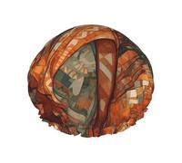 Africa Ethnic Pottery Shower Cap for Women Reusable Waterproof Shower Bonnet Washable Elastic Band Bath Hair Hat Double Layered Bath Cap Extra Large for Long Hair