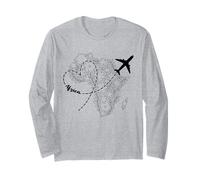 Africa Floral Continent Heart Airplane Adventure Traveler Long Sleeve T-Shirt