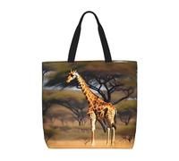 Africa Giraffe Majestic Tree Basic Models Tote Bag With Zipper With Inner Pockets,Laptop Work Tote Bag For Sport,Travel