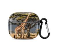 Africa Giraffe Majestic Tree Bluetooth Earbuds Case Cover Full Body Shockproof Protection Hard Case Support Wireless Charging with Keychain Personalized Gift for AirPods 3