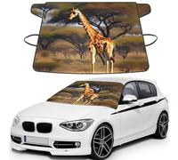 Africa Giraffe Majestic Tree Print Automotive Windshield Frost Cover Protector For Winter Use, Ice Snow Protector Covers For Car