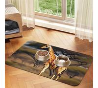 Africa Giraffe Majestic Tree print Cats Pet Bowl Placemat Pet Feeding Mats for Dogs, Non-Slip PU Leather Tablecloth for Pets