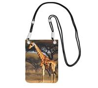 Africa Giraffe Majestic Tree Print Crossbody Bag For Women, Mini Phone Purses, Cute Phone Wallet, For Hiking Travel Gift