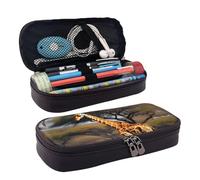 Africa Giraffe Majestic Tree Print Leather Cosmetic Bag, Leather Flap Case, Spacious Coin Purse, Storage Bag, Black, One Size, Black, One Size