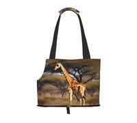 Africa Giraffe Majestic Tree Print Pet Tote Bag, Foldable Portable Single Shoulder Pet Carrier For Small Dogs Cats