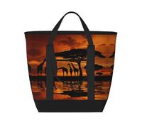 Africa Giraffe Majestic Tree Print Reusable Insulated Tote Bag â€“ Large Capacity for Grocery Shopping, Picnic, Work & Travel