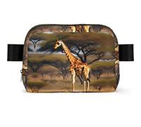 Africa Giraffe Majestic Tree Print Square Bumbag Fanny Pack for Men Women Adjustable Belt Bag Waterproof Cross Body Bag Chest Bag