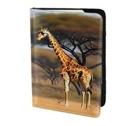 Africa Giraffe Majestic Tree print Travel Wallet Passport Holder Case for Family Leather Passport Cover for Men Women, Black, One Size