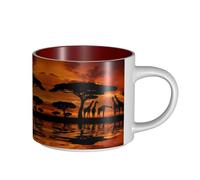 Africa Giraffe Majestic Tree Printing Large-Capacity Ceramic Mugs, Versatile Cups for Coffee,Tea,Easy to Hold,Perfect for Workspaces