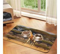 Africa Giraffe Majestic Tree Printing Pet Absorbent Tablecloth, Special Pad For Pet Bowls, Rollable For Storage, Ideal For Pet Bowls
