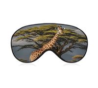 Africa Giraffe Majestic Tree Travel Eye Mask Blackout Eye Mask for Sleeping Airplane Eyemask with Adjustable Strap Sleep Masks for Women Men Soft Night Blindfold Eyemask