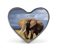 Africa Grassland Elephant Button Pin Heart Shape Alloy Lapel Pins Badges Novelty Funny Enamel Pins Personalized Pinback Button Badges Cute Heart Brooche for Jackets Bags