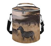 Africa Grassland Zebra Lunch Bag, 15L Portable Leakproof Picnic Basket with Shoulder Strap, Insulated Picnic Cooler Bag for Camping, Beach, Hiking & Groceries