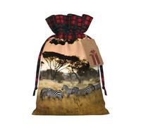 Africa Grassland Zebra Printed drawstring gift bags color-blocked drawstring gift bags suitable for birthdays candy party decorations