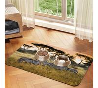 Africa Grassland Zebra Printed Pet Bowl Mats, Non-Slip And Tasteless Dog And Cat Feeding Mats