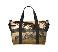 Africa Grassland Zebra Printed Women's Tote Bag Portable Crossbody Bag Suitable for Gym Workouts Commuting and Travel