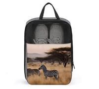 Africa Grassland Zebra Shoe Bag Waterproof & Breathable Shoe Pouch for Travel, Portable Carry Case for Sports Sneakers, Gym, Vacation