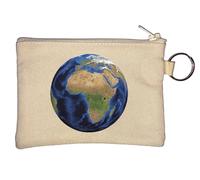 Africa is Huge Earth Graphic Key Chain Coin Purse Beige