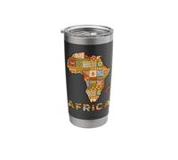 Africa Map Patchwork Pattern, Ethnic Tribal Art Style Stainless Steel Insulated Tumbler