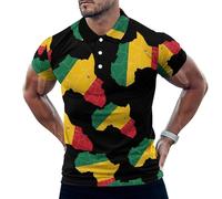 Africa Map Reggae Rasta Mens Polo Shirts Short Sleeve Golf Shirt Casual T-Shirt Top for Work Athletic S