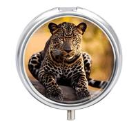 Africa Nature Leopard Pill Box 3 Compartment Small Pill Case Cute 7-Day Weekly Pill Organizer Daily Medicine Container and Vitamin Planner Round Pill Dispenser for Travel Medicine Holder