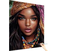 Africa Paint by Numbers for Adults Woman Painting by Numbers for Children Beginners, Cheerful Painting Art Kits for Adults, DIY Acrylic Paints Drawing Paintwork Canvas Mothers Day Gifts 30x40cm U-52
