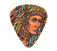 (Africa Printed Patterns) Guitar Picks Set Of 12 With Transparent Plastic Box For Bass Electric And Acoustic Guitars Ukulele