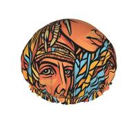 Africa Printed Patterns -Print Extra Large Waterproof Shower Cap-Double Layer Protection For Long/Curly Hair - Reusable & Travel Friendly.