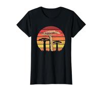 Africa Retro Sunset African Baobab Trees Value Graphic T-Shirt, Women, Black, XS