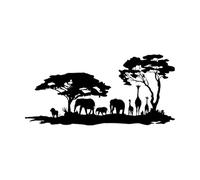 Africa Savannah Giraffe Elephant Lion Safari Zoo Jungle Lettering Stickers 50.4x106.3cm Multi Color Selection Black