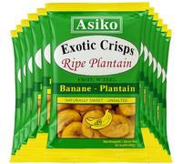 Africa Select Asiko Ripe Plantain Chips 24 Pack (75g) - Gluten Free Unsalted Plantain Crisps, Naturally Sweet Snack, High Fibre Vegan Crispy Snack