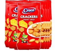 Africa Select Croco Cheese Crackers, Romanian Branza Flavored Savory Biscuits, Baked Snack Pack, 400g (Pack of 12)