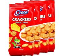 Africa Select Croco Crackers Branza, Romanian Cheese Flavored Baked Savory Biscuit Snacks, 400g (Pack of 4)